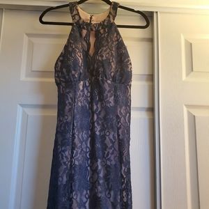 Navy Blue Full Lace Gown
